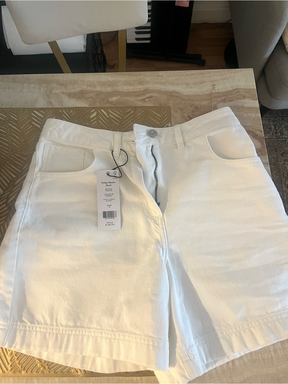 French Connection White Denim Shorts- never worn